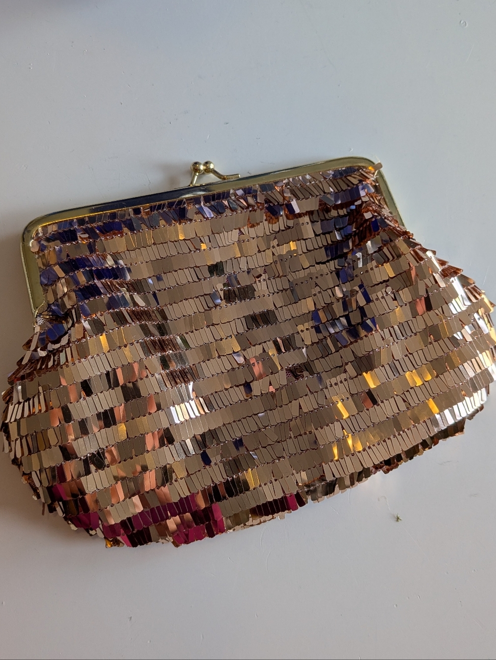 Sequined Gold Evening Clutch Purse